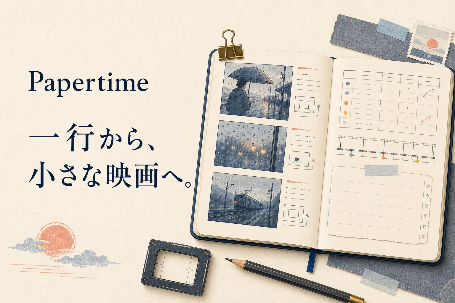 一行から小さな映画へ育つPapertimeの絵コンテノート